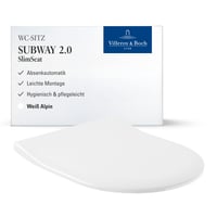 Villeroy & Boch Subway 2.0 SlimSeat WC daska, sjajno bijela, sa sustavom za sporo spuštanje, odvojiva, ultra tanka, otporna na lomove Duroplast, D-oblik, originalna 1