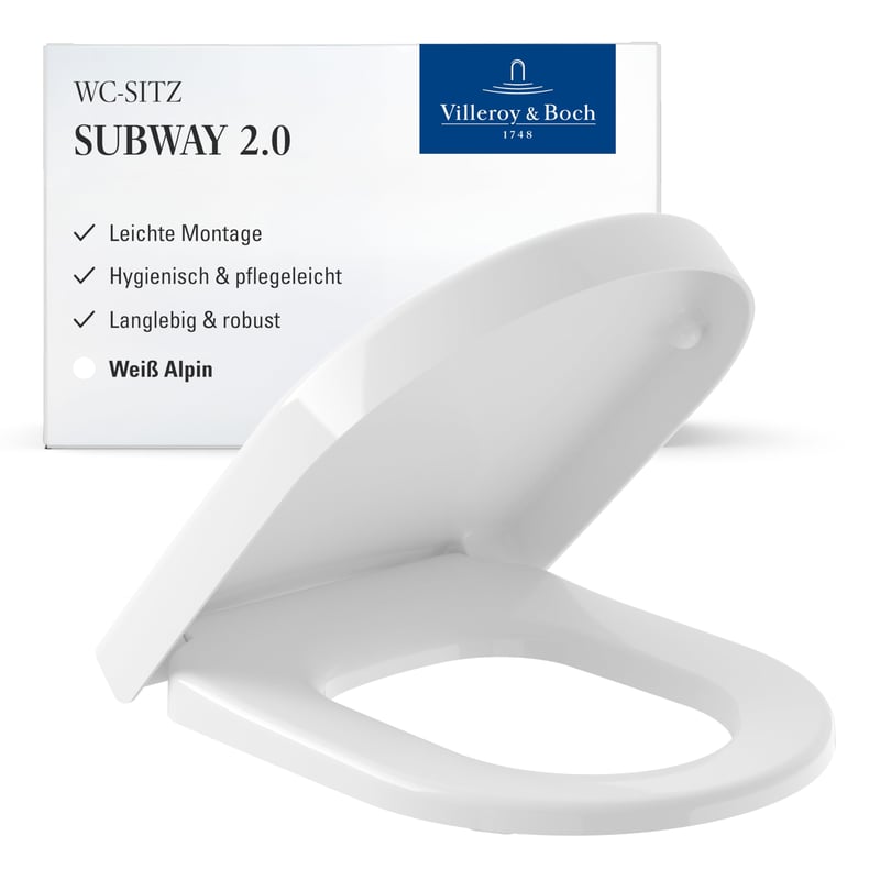 Villeroy & Boch Subway 2.0 WC daska 9M68Q101 s Quick Release spuštajućim šarkama, bijela, kromirana