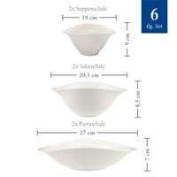 Set de boluri Villeroy & Boch Vapiano Trio, 6 piese, porțelan premium, compatibil cu mașina de spălat vase și cuptorul cu microunde, alb 4