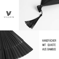 Set 2 evantaie de mână Villkin negre - răcoritor pentru vară, decor pentru nuntă și carnaval, set original de evantaie Villkin 2