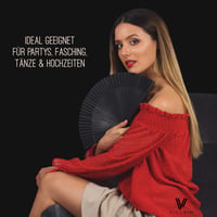 Set 2 evantaie de mână Villkin negre - răcoritor pentru vară, decor pentru nuntă și carnaval, set original de evantaie Villkin 6