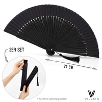Set 2 evantaie de mână Villkin negre - răcoritor pentru vară, decor pentru nuntă și carnaval, set original de evantaie Villkin 3