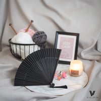 Set 2 evantaie de mână Villkin negre - răcoritor pentru vară, decor pentru nuntă și carnaval, set original de evantaie Villkin 7