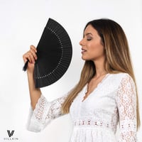 Set 2 evantaie de mână Villkin negre - răcoritor pentru vară, decor pentru nuntă și carnaval, set original de evantaie Villkin 4