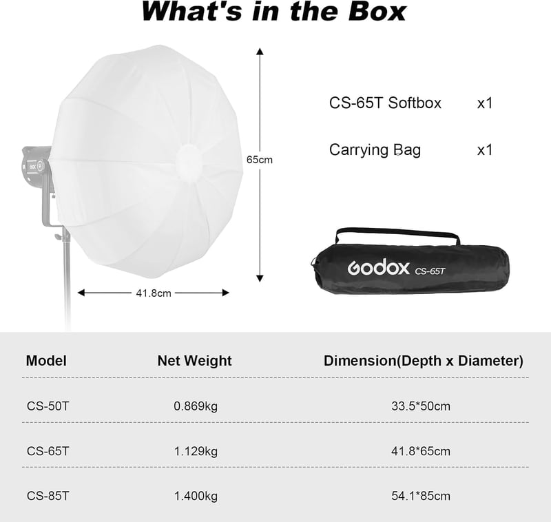 VILTROX 65 cm 26 inch lámpaernyő softbox Bowens rögzítéssel Godox SL60W M300