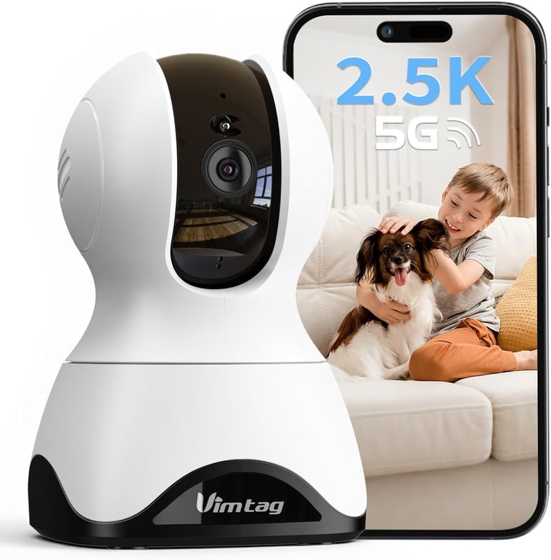VIM TAG 2.5K WiFi Biztonsági Kamera 360° Nyomkövetéssel, Éjjellátó, Kétirányú Hang és Mozgásérzékelés