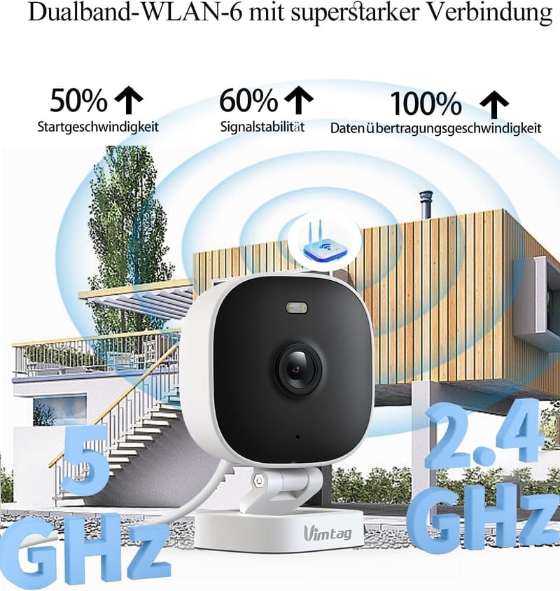 VIM TAG 2.5K WiFi Kültéri Biztonsági Kamera, Színes Éjjellátó, Mozgásérzékelés, IP66, Alexa