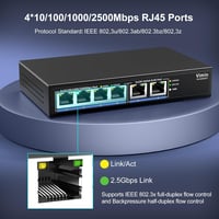 VIMIN 10Gb Hálózati Switch 4x2.5G + 2x10G Port, 60Gbps Asztali/Fali - 2.5G Switch 4 Port 7