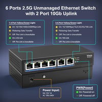 VIMIN 10Gb Hálózati Switch 4x2.5G + 2x10G Port, 60Gbps Asztali/Fali - 2.5G Switch 4 Port 6