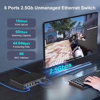 VIMIN 10Gb Hálózati Switch 4x2.5G + 2x10G Port, 60Gbps Asztali/Fali - 2.5G Switch 4 Port 2
