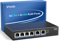 VIMIN 10Gb Hálózati Switch 4x2.5G + 2x10G Port, 60Gbps Asztali/Fali - 2.5G Switch 4 Port 1