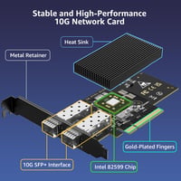 VIMIN 10Gb PCIe Hálózati Kártya Dual SFP+ Porttal, Intel 82599 Chip, 10Gbps Ethernet Adapter Windows/Linux/VMware Rendszerekhez, PCI Express 5