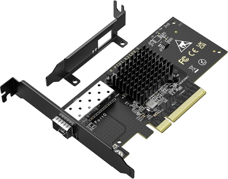 VIMIN 10Gb SFP PCIe Hálózati Kártya Intel 82599 Vezérlővel, Egyportos 10Gbps SFP+ Ethernet Adapter, Windows/Linux/VMware Kompatibilis