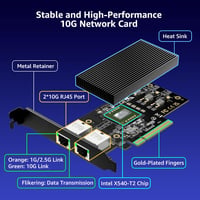 VIMIN 10Gbps Ethernet hálózati kártya PCI-E X540-T2 vezérlővel, 2x RJ45 port 6
