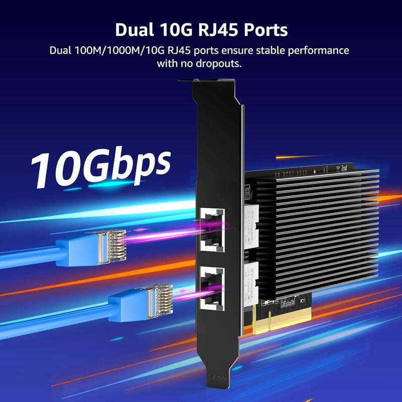 VIMIN 10Gbps Ethernet hálózati kártya PCI-E X540-T2 vezérlővel, 2x RJ45 port