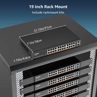 VIMIN 26-Port Gigabit Ethernet Switch 2 Uplink Porttal, 24-Port Menedzseletlen Hálózati Switch, VLAN, IEEE802.3af/at, Fém Ház, Asztali/Rack - 26 Port | 24xEthernet Port | 2xUPLink 7