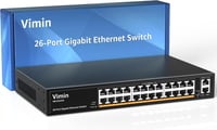 VIMIN 26-Port Gigabit Ethernet Switch 2 Uplink Porttal, 24-Port Menedzseletlen Hálózati Switch, VLAN, IEEE802.3af/at, Fém Ház, Asztali/Rack - 26 Port | 24xEthernet Port | 2xUPLink 1