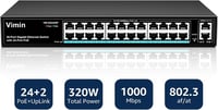 VIMIN 26 portos Gigabit PoE switch 24 PoE 2 uplink 320W IEEE802.3af/at VLAN rack vagy fali Plug and Play 9
