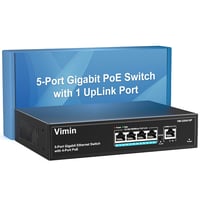 VIMIN 5-portni Gigabit PoE Switch - 4 PoE+ porta (IEEE802.3af/at) + 1 Uplink port, 72W, s VLAN funkcijom, stolna/zidna montaža, Plug&Play 1