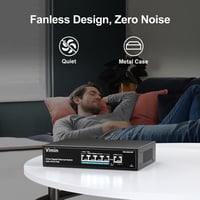 VIMIN 5-Port Gigabit PoE Switch - 4 PoE+ Port (IEEE802.3af/at) + 1 Uplink Port, 72W, VLAN Funkcióval, Asztali/Fali Rögzítés, Plug&Play 7