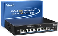 VIMIN 8 Portos 2.5G PoE Switch - 2x 10Gbps SFP Porttal, 130W, IEEE802.3af/at, VLAN Funkcióval, Fém Ház, Ventilátor Nélküli, 80Gbps Átviteli  1