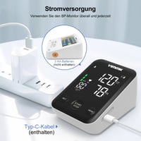 Tensiometru de braț Vimmk cu afișaj LED digital, detectarea aritmiei, monitorizarea pulsului, memorie 2x120, manșetă 22-40 cm 9