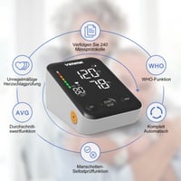 Tensiometru de braț Vimmk cu afișaj LED digital, detectarea aritmiei, monitorizarea pulsului, memorie 2x120, manșetă 22-40 cm 8