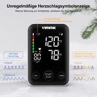 Tensiometru de braț Vimmk cu afișaj LED digital, detectarea aritmiei, monitorizarea pulsului, memorie 2x120, manșetă 22-40 cm 7