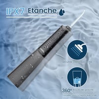 Duș bucal VIMMK, irigator dentar cu 5 moduri de presiune, 8 capete interschimbabile, rezistent la apă IPX7, reîncărcabil, rezervor de 300 ml, negru 6