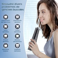 Duș bucal VIMMK, irigator dentar cu 5 moduri de presiune, 8 capete interschimbabile, rezistent la apă IPX7, reîncărcabil, rezervor de 300 ml, negru 4