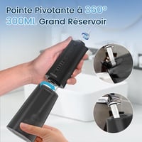 Duș bucal VIMMK, irigator dentar cu 5 moduri de presiune, 8 capete interschimbabile, rezistent la apă IPX7, reîncărcabil, rezervor de 300 ml, negru 5