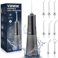 Vimmk bezdrôtová ústna sprcha, 5 režimov, 8 trysiek, USB-C nabíjateľná, IPX7 vodotesná, 300 ml nádržka na vodu, čierna 1