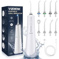 Bezdrôtová ústna sprcha Vimmk, 5 režimov a 8 trysiek, 300 ml, vodoodolnosť IPX7, elektrický medzizubný čistič, prenosná ústna sprcha, biela 1