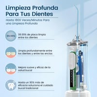 Bezdrôtová ústna sprcha Vimmk, 5 režimov a 8 trysiek, 300 ml, vodoodolnosť IPX7, elektrický medzizubný čistič, prenosná ústna sprcha, biela 2