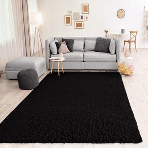 VIMODA Prime Shaggy okrugli tepih dugog vlakna - crni - ø 80 cm