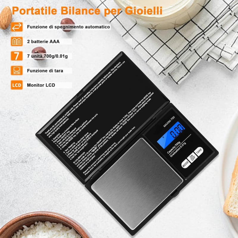 Vinabo Digitális Precíziós Mérleg 0,01g LCD Kijelzővel Arany