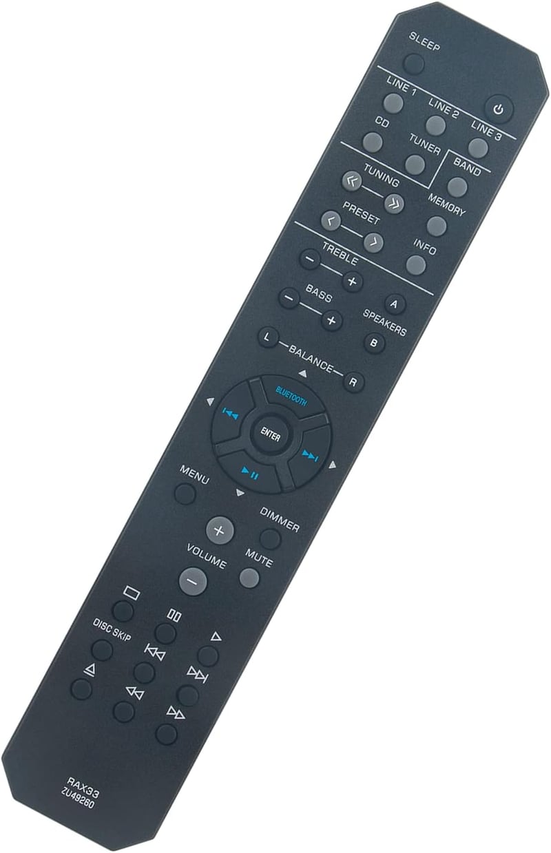 VINABTY RAX33-ZU49260 Távirányító Yamaha Audio/Video Erősítőkhöz - Kompatibilis R-S202 R-S202BL R-S202D RS202 Modellekkel