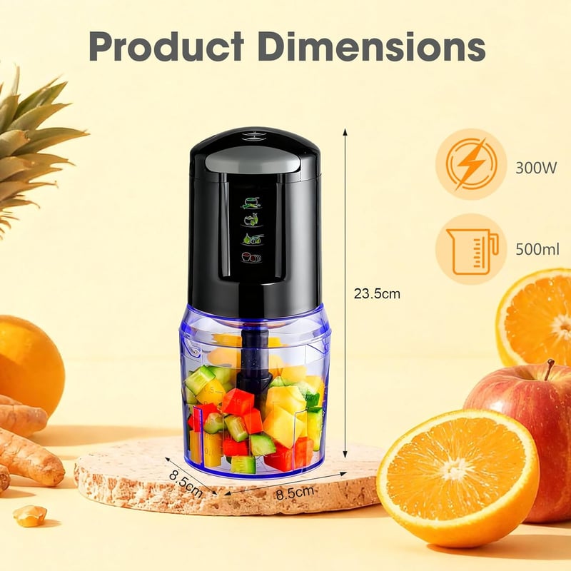 VINATO 300W Elektromos Aprító Konyhai Mixer 500ml Edénnyel Zöldség Hús Fűszer