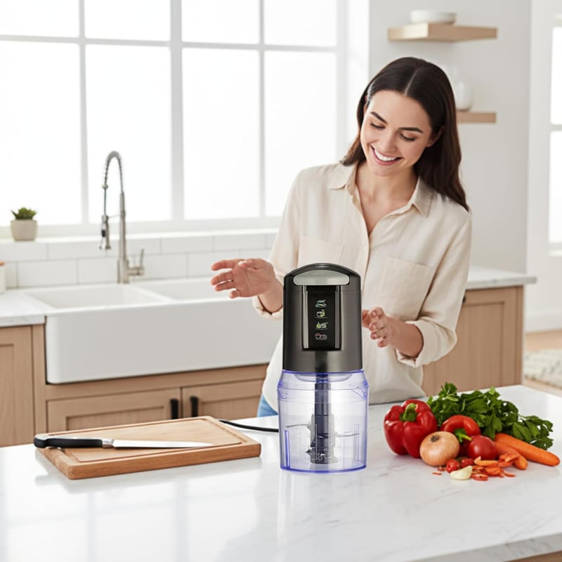 VINATO 300W Elektromos Aprító Konyhai Mixer 500ml Edénnyel Zöldség Hús Fűszer