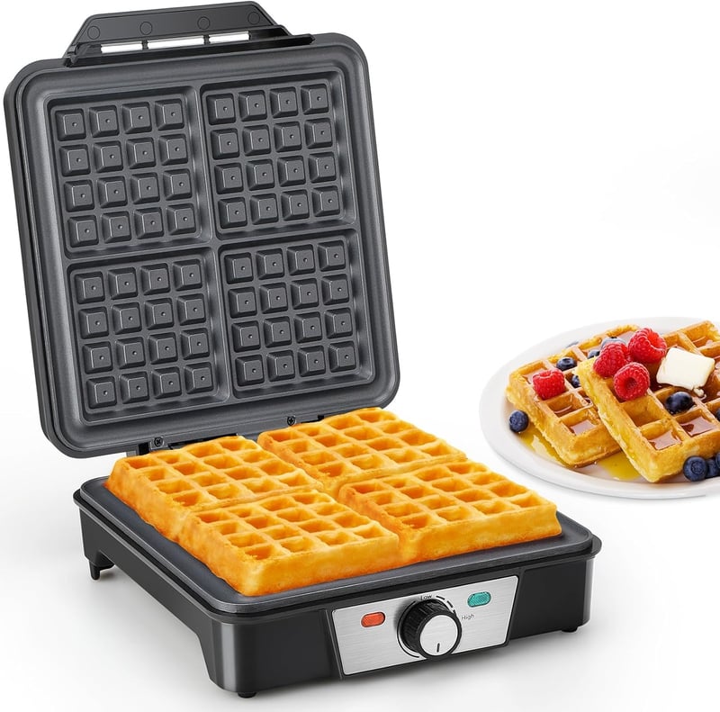 VINATO 4 szeletes gofrisütő 1200W, nemtapadó bevonattal és hőmérséklet-szabályozással