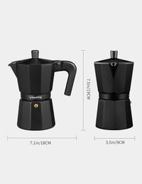VINATO Alumínium Moka Pot 6 Csészés Kávéfőző Biztonsági Szeleppel Fekete 7