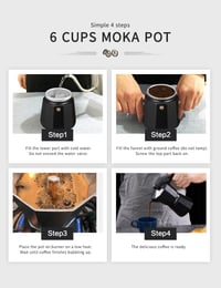VINATO Alumínium Moka Pot 6 Csészés Kávéfőző Biztonsági Szeleppel Fekete 2