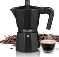 VINATO Alumínium Moka Pot 6 Csészés Kávéfőző Biztonsági Szeleppel Fekete 1