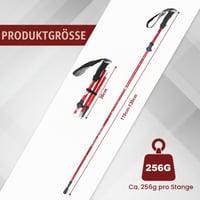 Skladacie palice na nordic walking VINATO pre ženy a mužov, teleskopické turistické palice s prenosnou taškou, 2 ks, červené, 130 cm 2