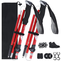 Skladacie palice na nordic walking VINATO pre ženy a mužov, teleskopické turistické palice s prenosnou taškou, 2 ks, červené, 130 cm 1
