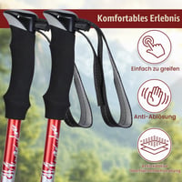Skladacie palice na nordic walking VINATO pre ženy a mužov, teleskopické turistické palice s prenosnou taškou, 2 ks, červené, 130 cm 6