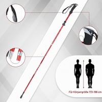 Skladacie palice na nordic walking VINATO pre ženy a mužov, teleskopické turistické palice s prenosnou taškou, 2 ks, červené, 130 cm 3
