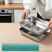 VINATO Panierstraße set posuda za pohanje od nehrđajućeg čelika, 3 komada, pravokutne posude za odreske, ribu, meso i povrće, 25,5 x 20 4
