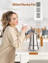 VINATO Rozsdamentes Moka Kanna 350ml 6 Személyes Indukciós Kávéfőző 5