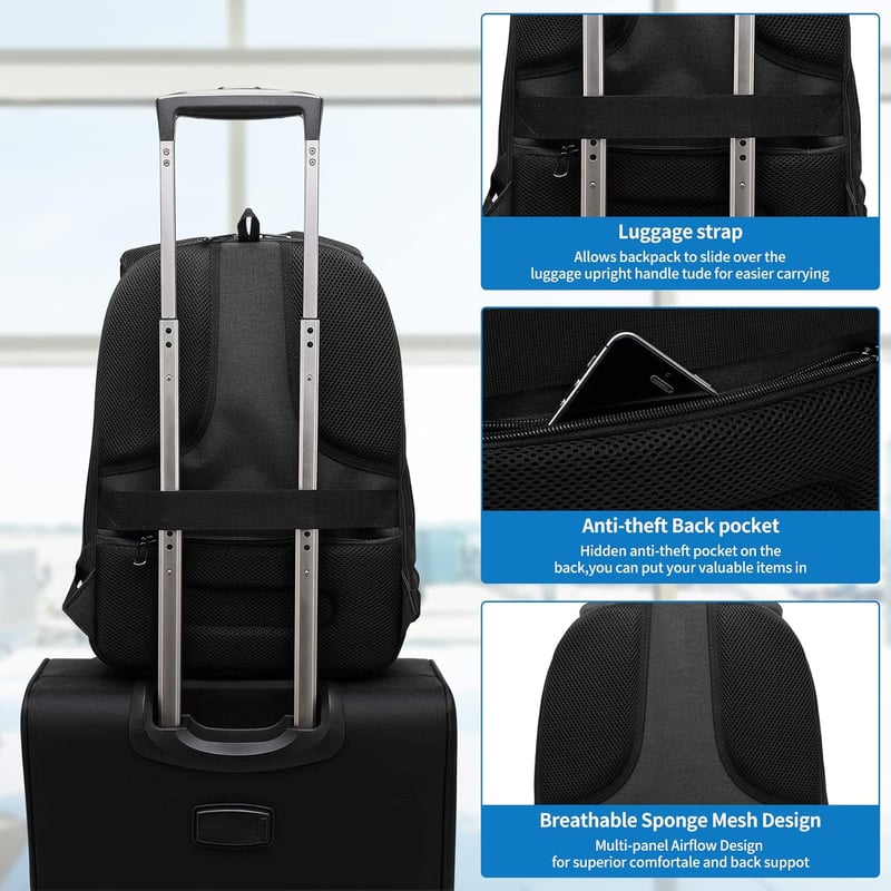 VINBAGGE 15.6" Vízálló Laptop Hátizsák USB Porttal Utazáshoz és Munkához